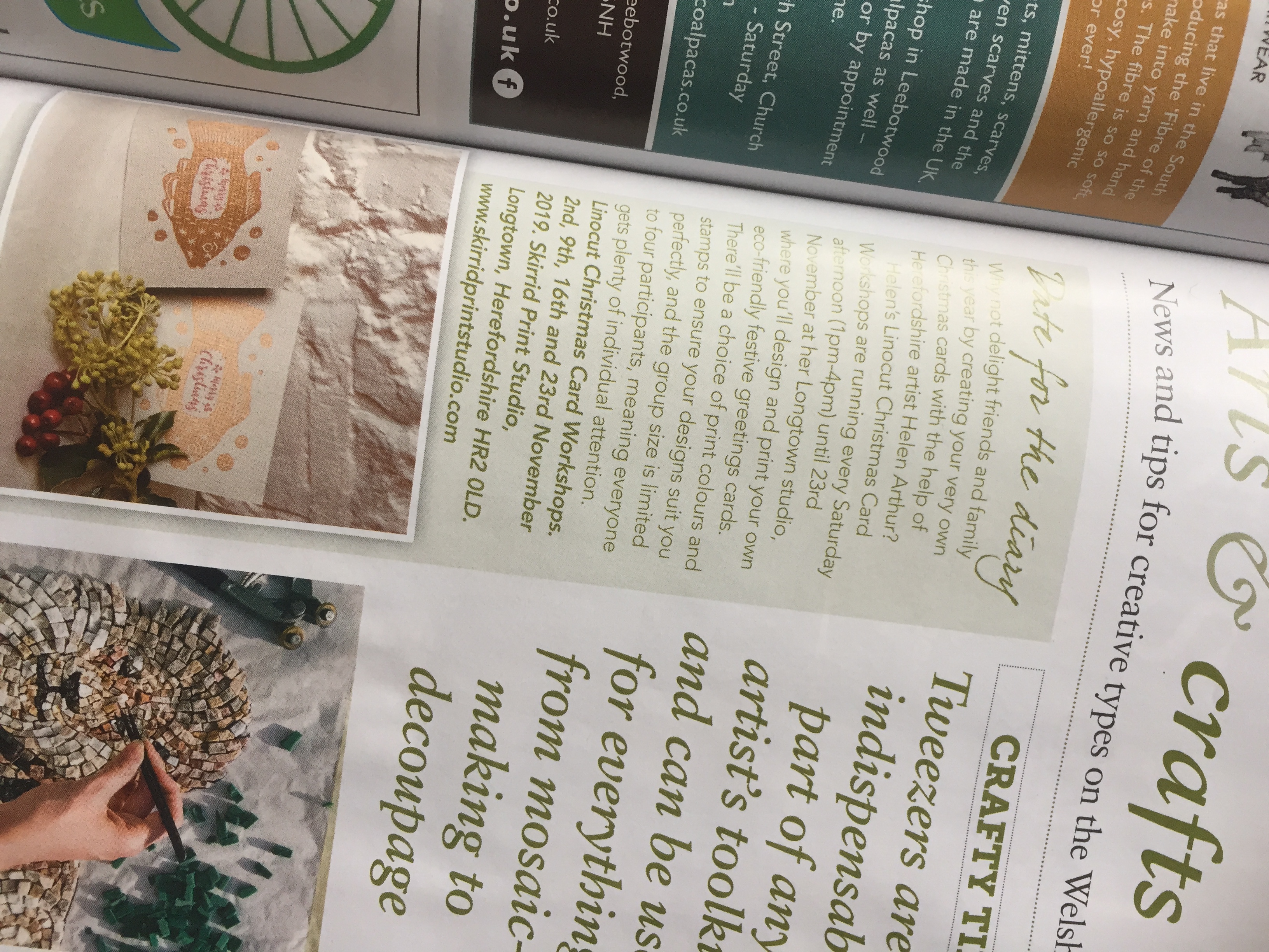 Close up of Arts and Crafts section of Welsh BorderLife magazine