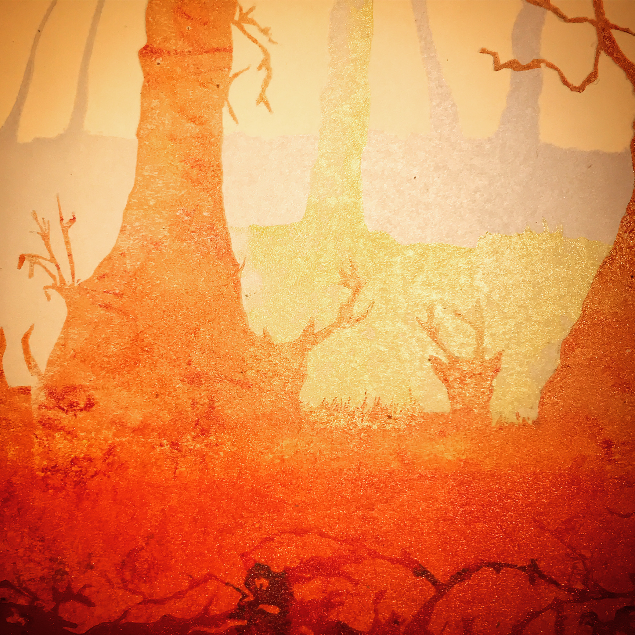 Skirrid Print Studio deer in dappled sunlight