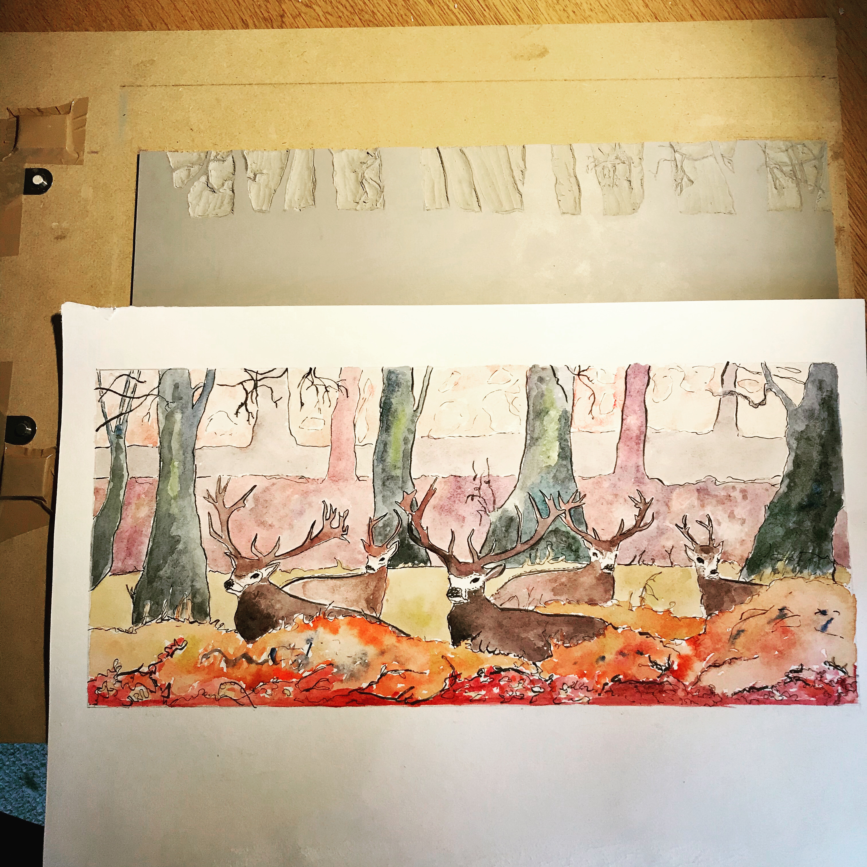 Skirrid Print Studio deer watercolour